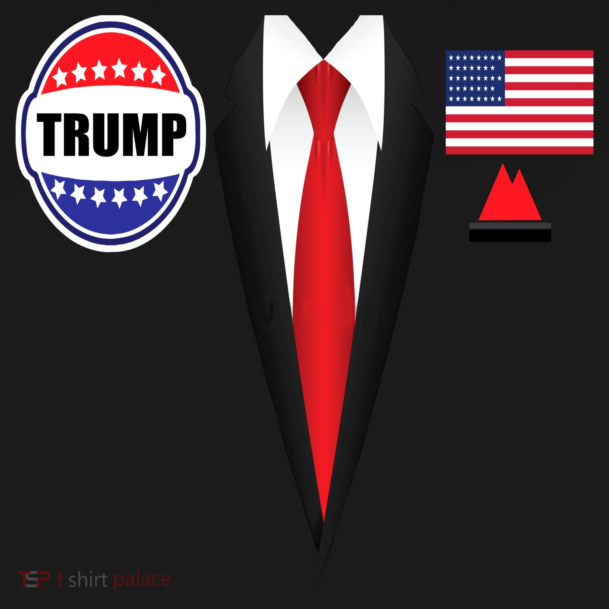 President Trump Shirt Suit Halloween Lazy Costume Flag Visor
