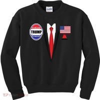 President Trump Shirt Suit Halloween Lazy Costume Flag Kids Sweatshirt thumb 0