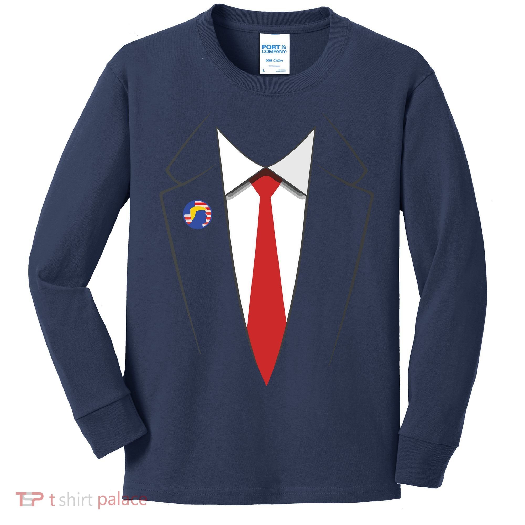 President Trump Suit US President Easy Costume Kids Long Sleeve Shirt