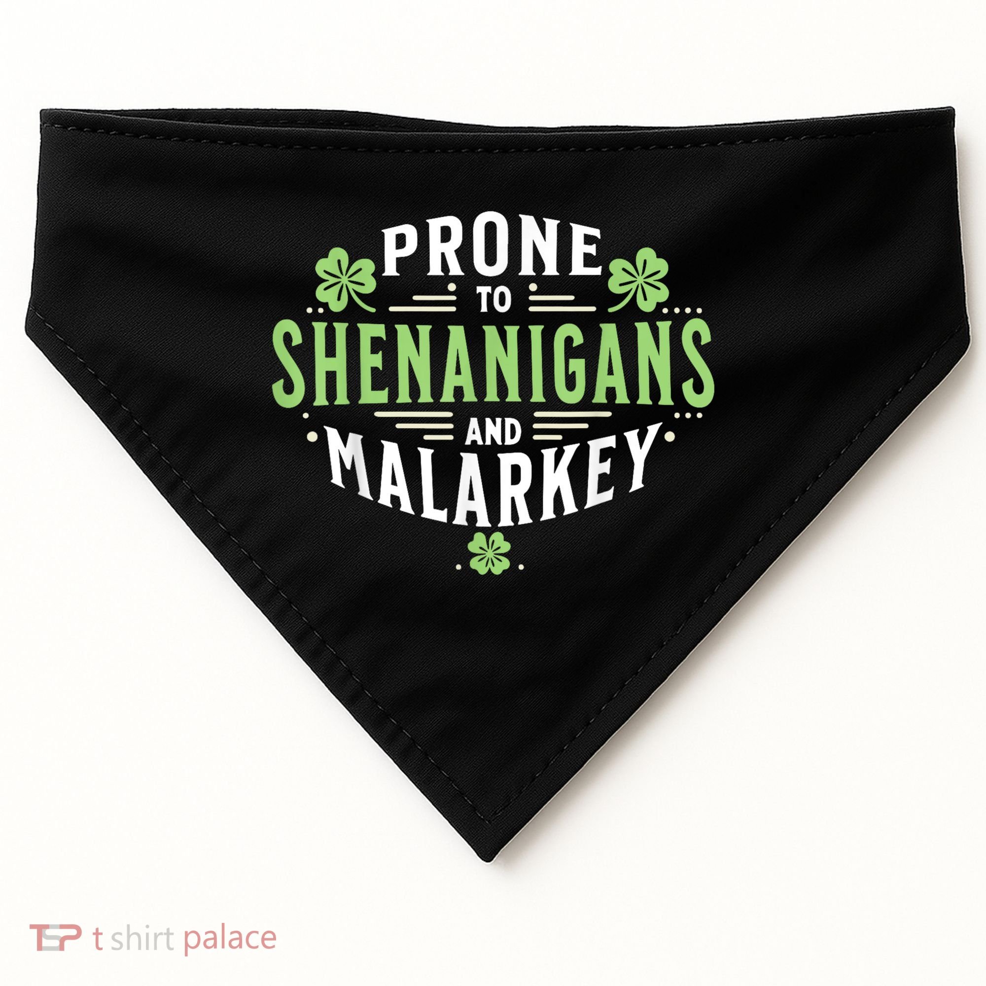 Prone To Shenanigans & Malarkey Fun Clovers St Patrick’S Day USA-Made Doggie Bandana