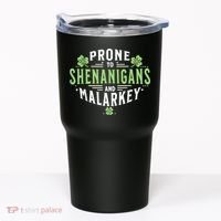 Prone To Shenanigans & Malarkey Fun Clovers St Patrick’S Day Tumbler thumb 0