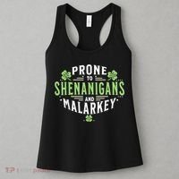 Prone To Shenanigans & Malarkey Fun Clovers St Patrick’S Day Women's Tank Top thumb 3