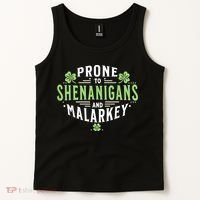 Prone To Shenanigans & Malarkey Fun Clovers St Patrick’S Day Tank Top thumb 2