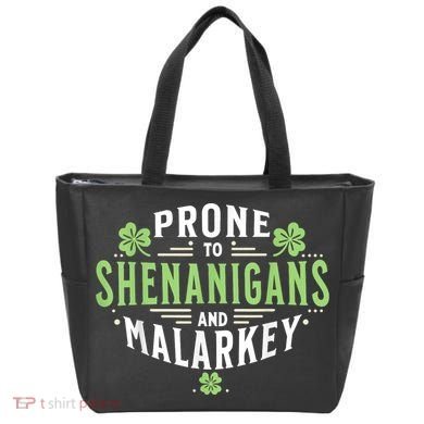 Prone To Shenanigans & Malarkey Fun Clovers St Patrick’S Day Tote Bag