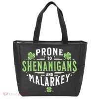 Prone To Shenanigans & Malarkey Fun Clovers St Patrick’S Day Tote Bag thumb 0