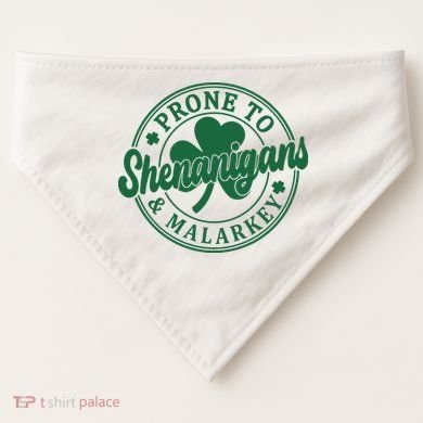 Prone To Shenanigans Malarkey St Patricks Day USA-Made Doggie Bandana
