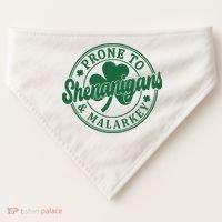 Prone To Shenanigans Malarkey St Patricks Day USA-Made Doggie Bandana thumb 0