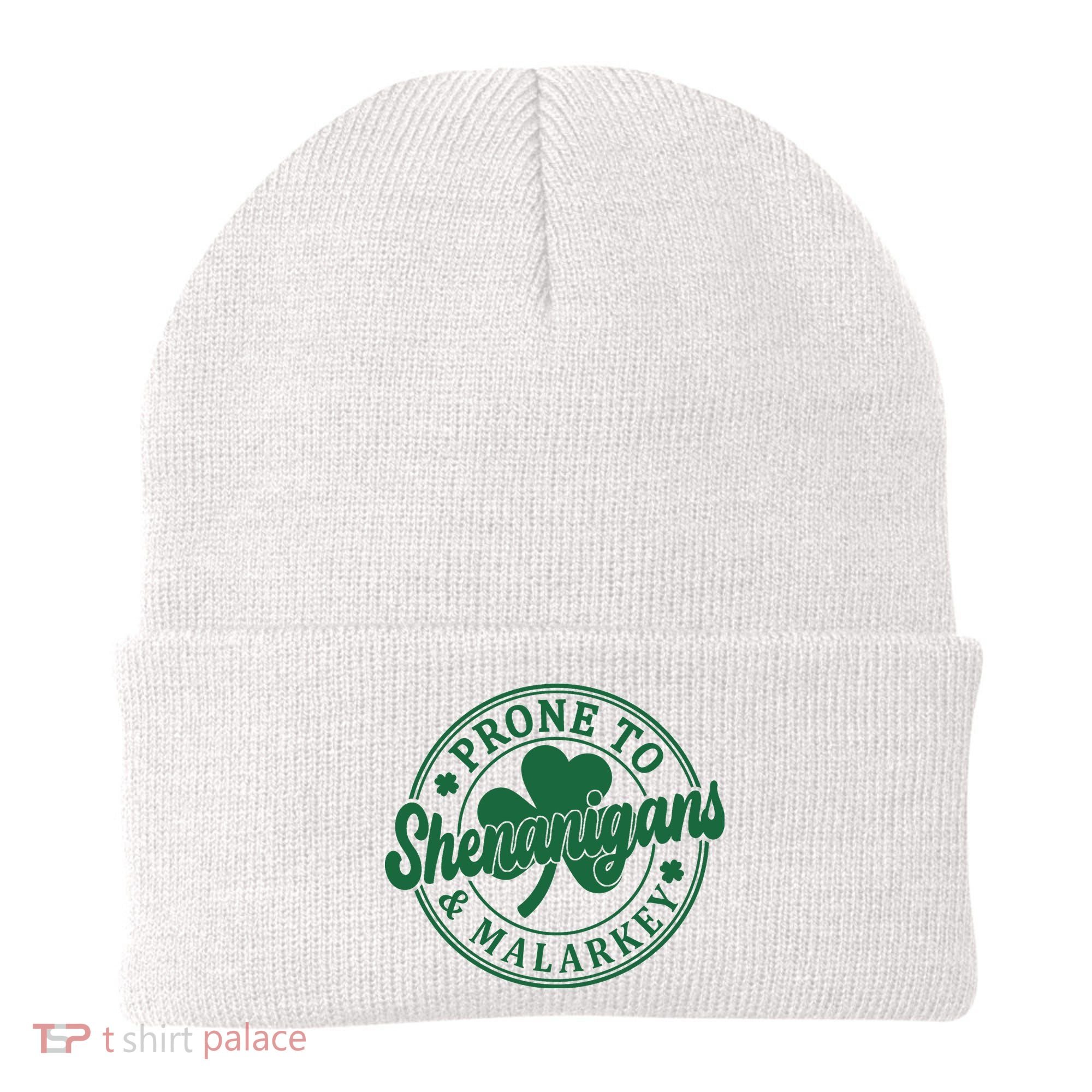 Prone To Shenanigans Malarkey St Patricks Day Beanie