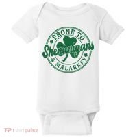 Prone To Shenanigans Malarkey St Patricks Day Baby Bodysuit thumb 0