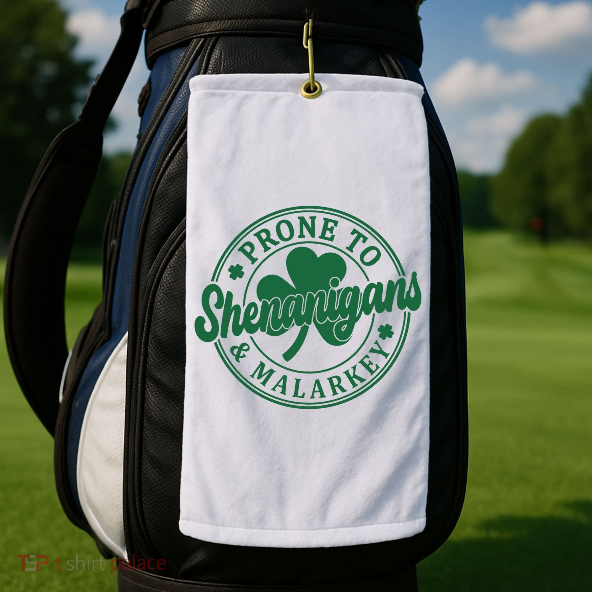 Prone To Shenanigans Malarkey St Patricks Day Golf Towel