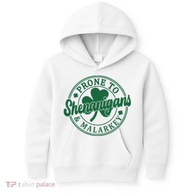 Prone To Shenanigans Malarkey St Patricks Day Kids Hoodie