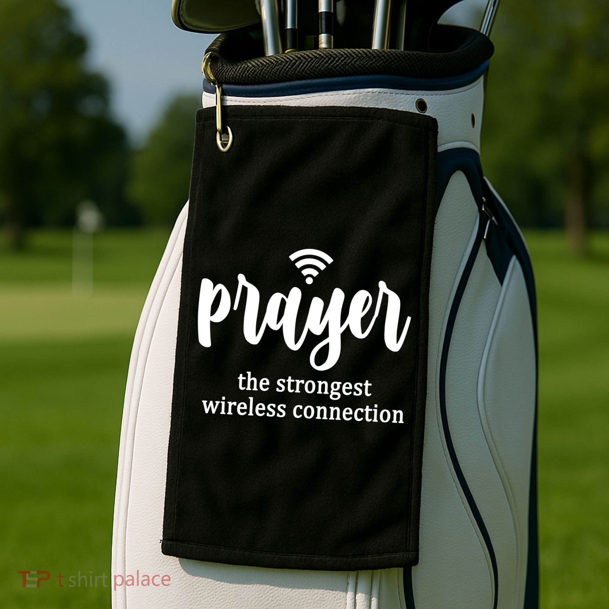 Prayer The Strongest Wireless Connection Golf Towel