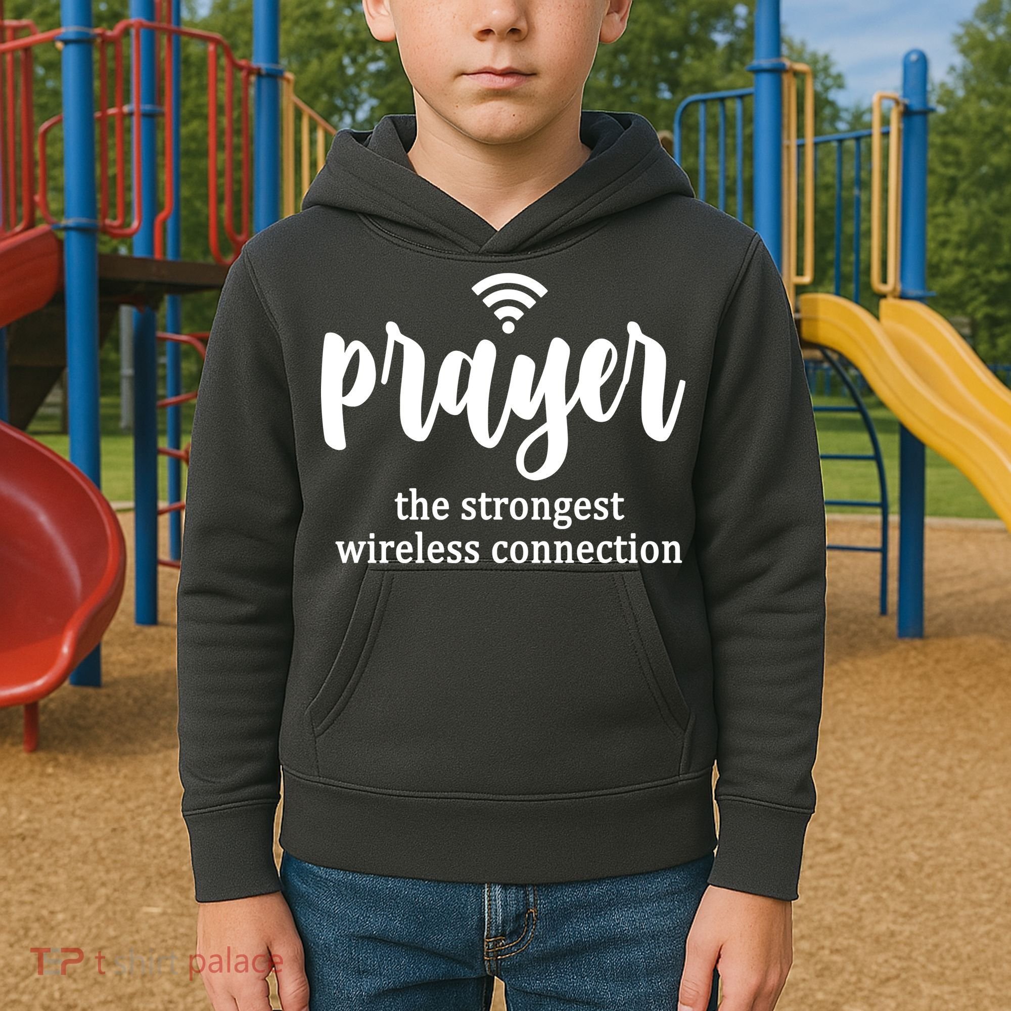 Prayer The Strongest Wireless Connection Kids Hoodie