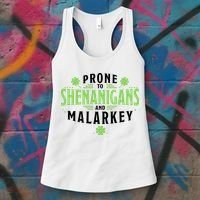 Prone To Shenanigans And Malarkey St Patricks Day Women's Tank Top thumb 3