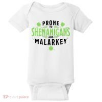 Prone To Shenanigans And Malarkey St Patricks Day Baby Bodysuit thumb 0