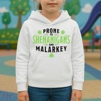 Prone To Shenanigans And Malarkey St Patricks Day Kids Hoodie thumb 3