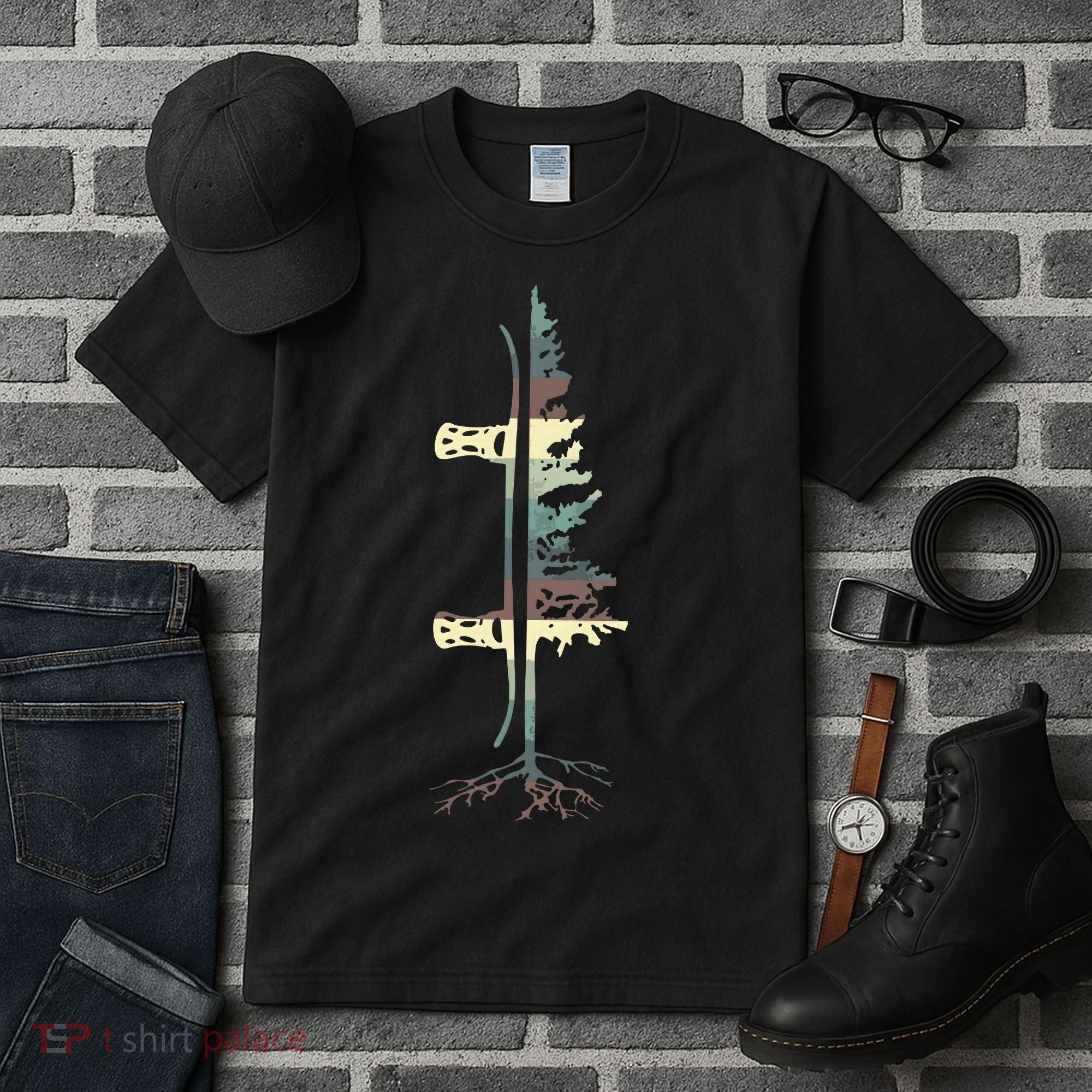 Pine Tree Snowboard Snowboarding Gift Tall T-Shirt