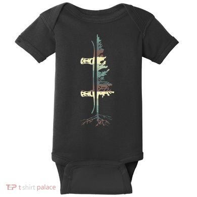 Pine Tree Snowboard Snowboarding Gift Baby Bodysuit