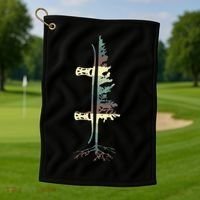 Pine Tree Snowboard Snowboarding Gift Golf Towel thumb 1
