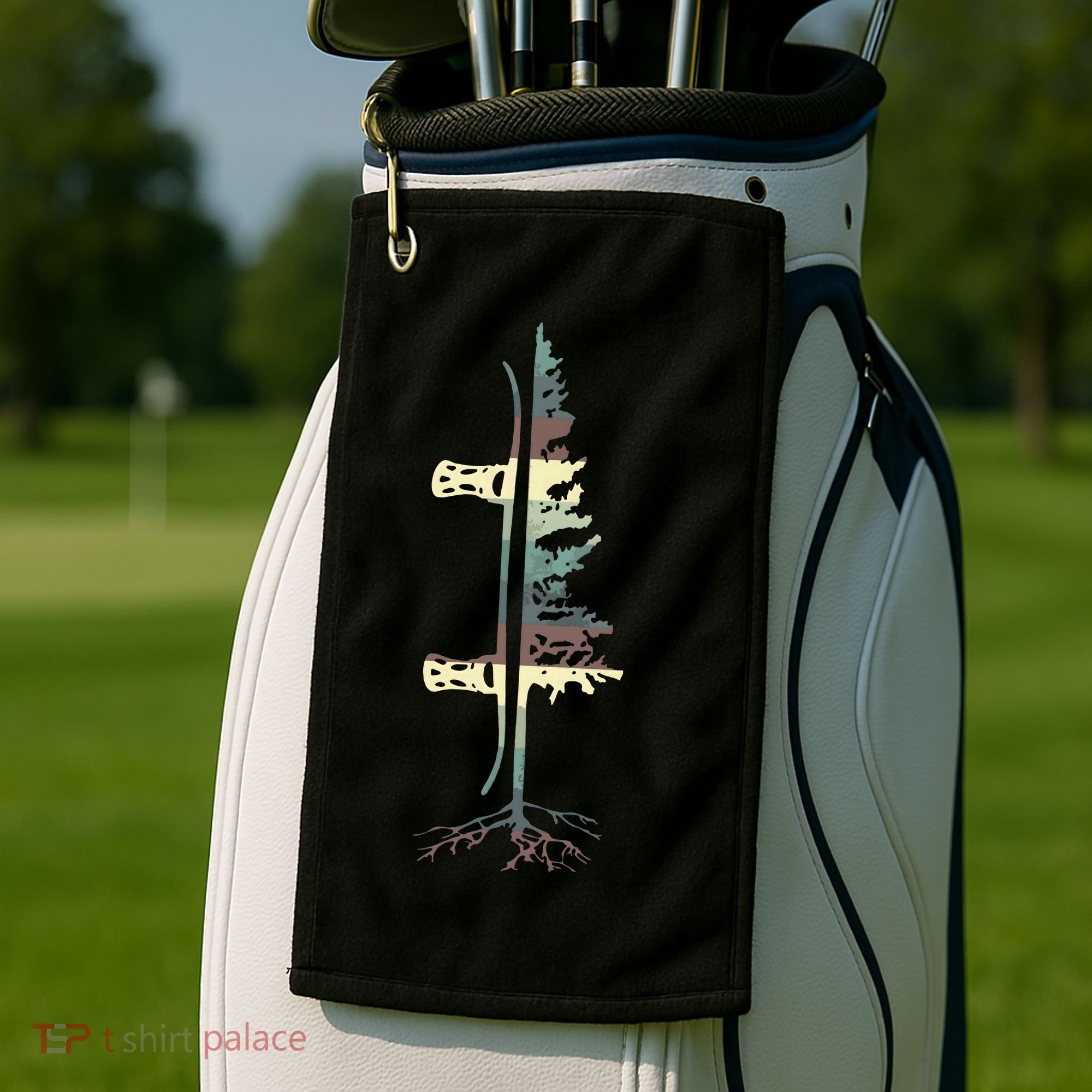 Pine Tree Snowboard Snowboarding Gift Golf Towel