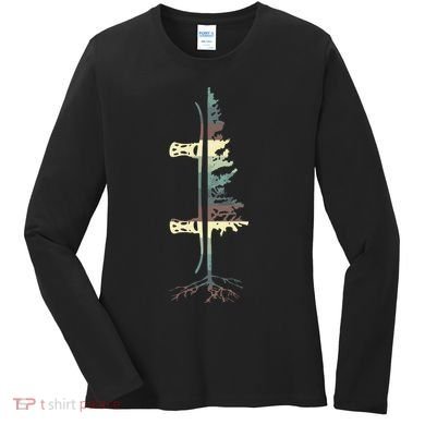 Pine Tree Snowboard Snowboarding Gift Women's Long Sleeve Shirt