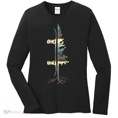 Pine Tree Snowboard Snowboarding Gift Women's Long Sleeve Shirt