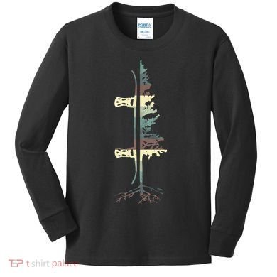 Pine Tree Snowboard Snowboarding Gift Kids Long Sleeve Shirt