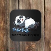 Panda The Struggle Is Real Weightlifting Fitness Gym Funny Coaster thumb 0