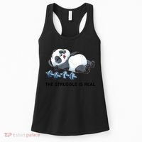 Panda The Struggle Is Real Weightlifting Fitness Gym Funny Women's Tank Top thumb 0