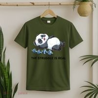 Panda The Struggle Is Real Weightlifting Fitness Gym Funny T-Shirt thumb 2