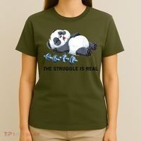 Panda The Struggle Is Real Weightlifting Fitness Gym Funny T-Shirt thumb 4