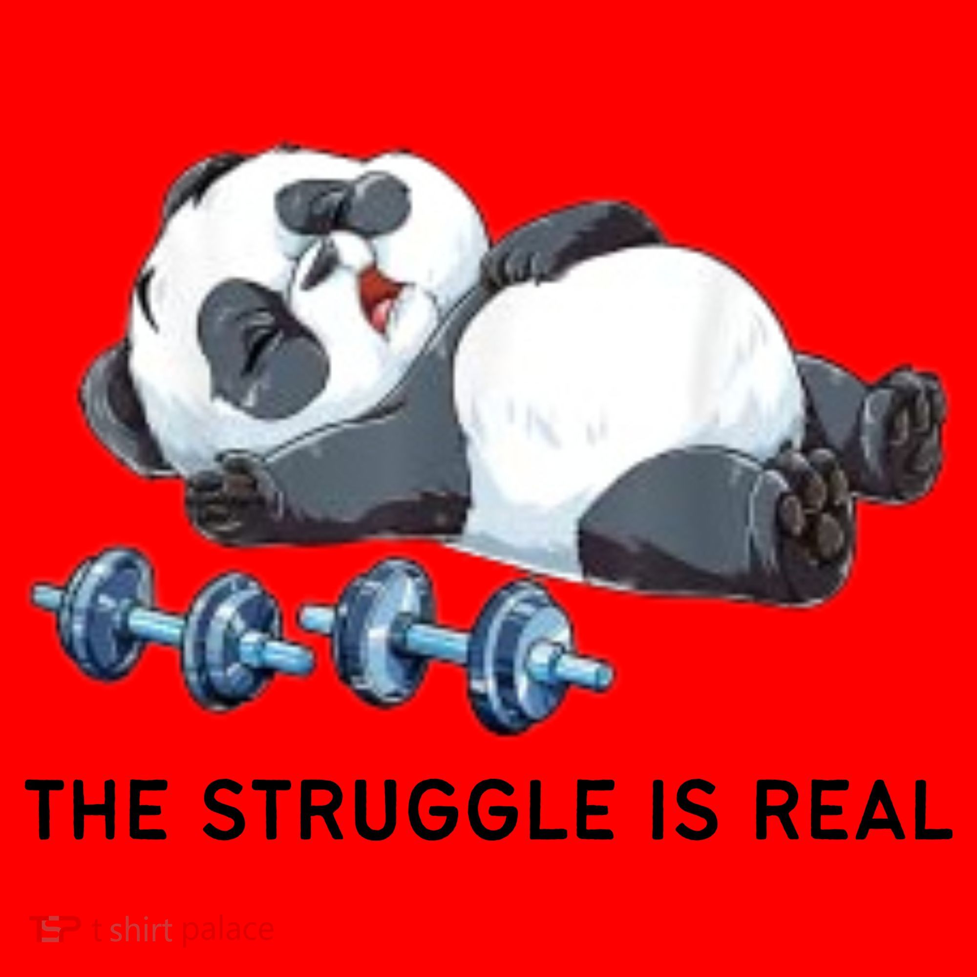 Panda The Struggle Is Real Weightlifting Fitness Gym Funny Santa Hat