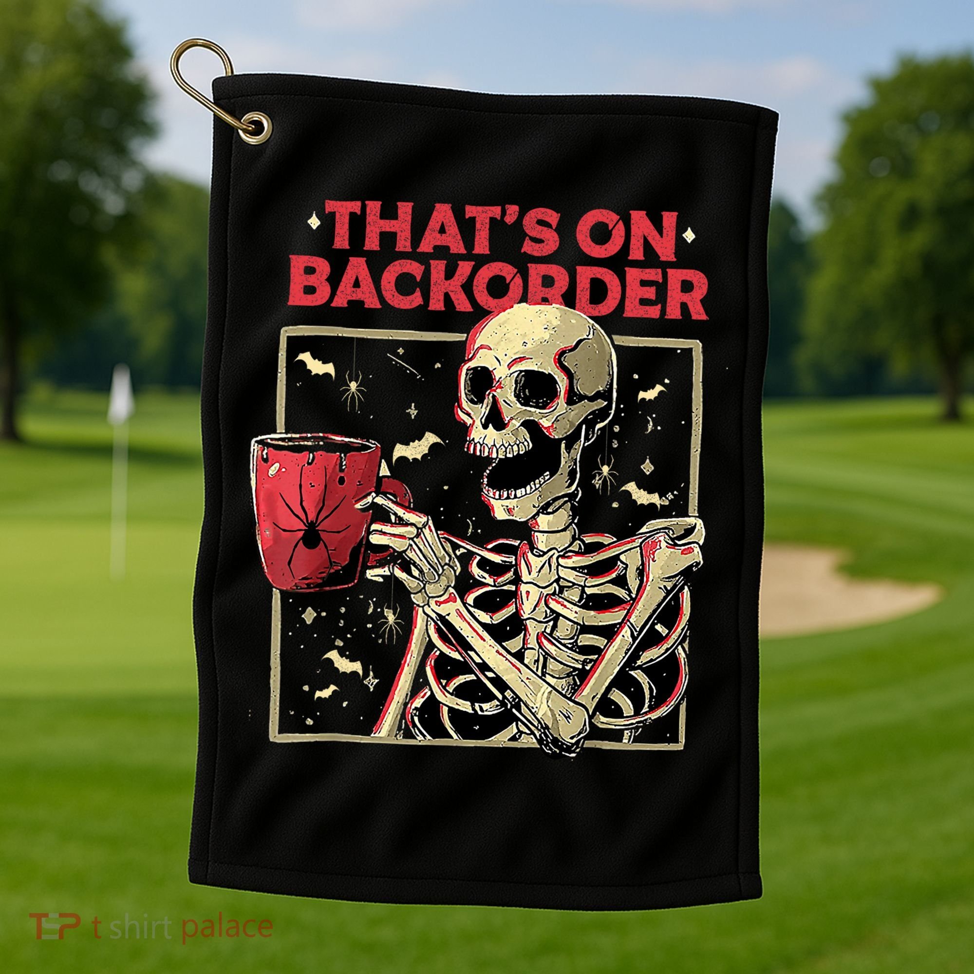 Pharmacy Tech Skeleton ThatS Backorder Funny Halloween Golf Towel