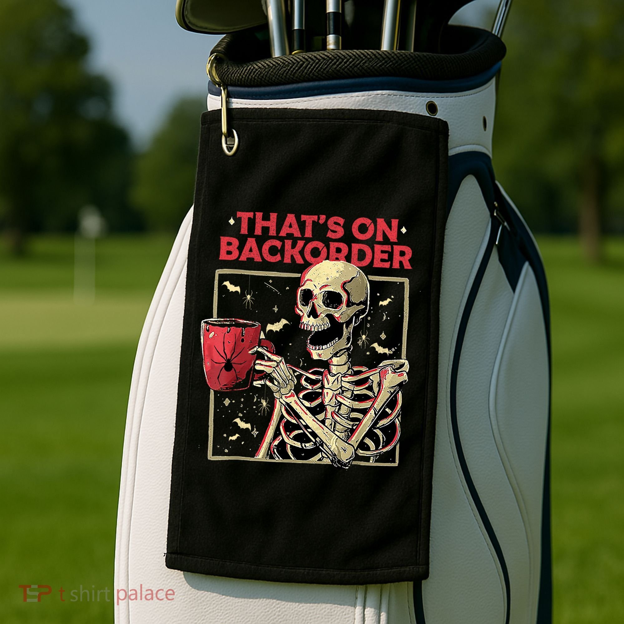 Pharmacy Tech Skeleton ThatS Backorder Funny Halloween Golf Towel