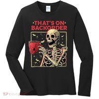 Pharmacy Tech Skeleton ThatS Backorder Funny Halloween Women's Long Sleeve Shirt thumb 0