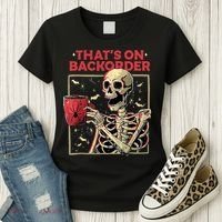 Pharmacy Tech Skeleton ThatS Backorder Funny Halloween Women's T-Shirt thumb 3