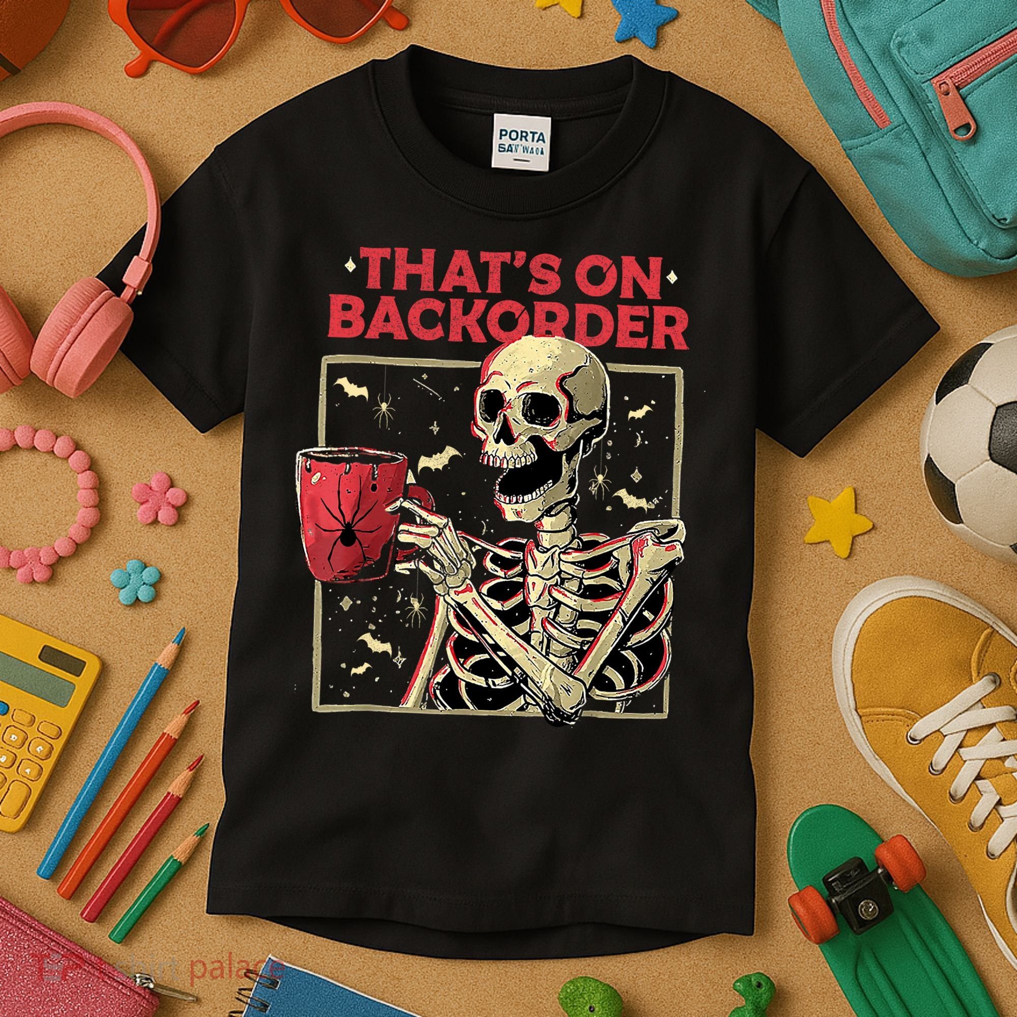 Pharmacy Tech Skeleton ThatS Backorder Funny Halloween Kids T-Shirt