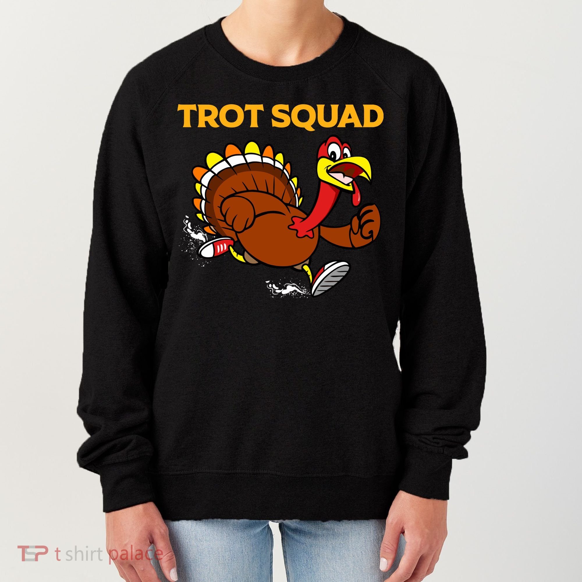 Pilgrim Trot Squad Gift Happy Thanksgiving Turkey Day Cool Gift Women's Sweatshirt