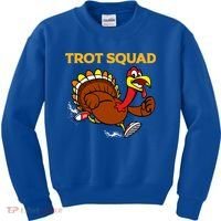 Pilgrim Trot Squad Gift Happy Thanksgiving Turkey Day Cool Gift Kids Sweatshirt thumb 0