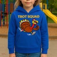 Pilgrim Trot Squad Gift Happy Thanksgiving Turkey Day Cool Gift Kids Hoodie thumb 3