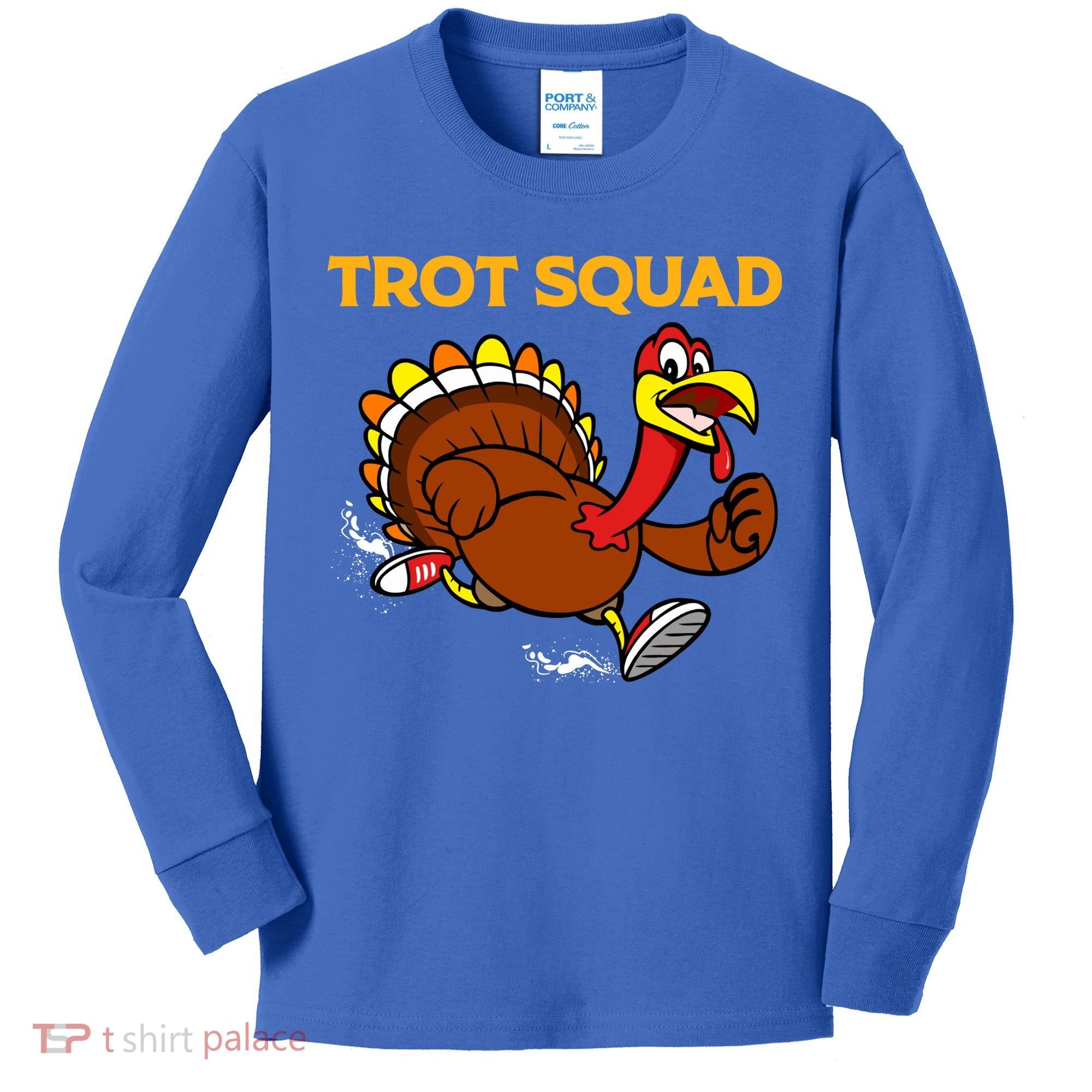 Pilgrim Trot Squad Gift Happy Thanksgiving Turkey Day Cool Gift Kids Long Sleeve Shirt