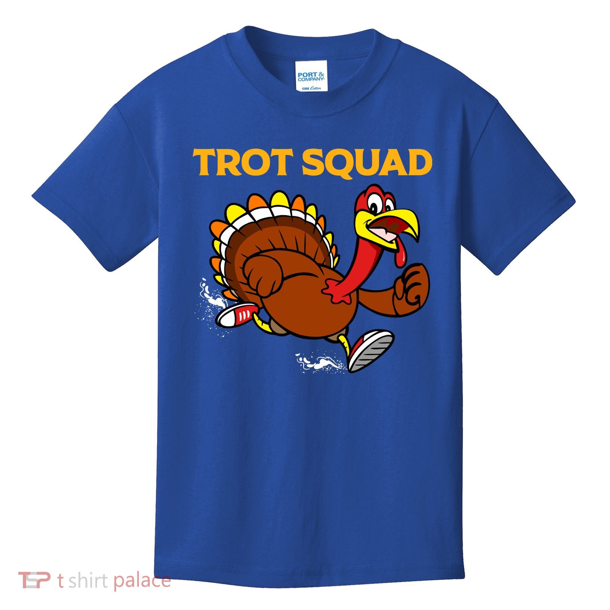 Pilgrim Trot Squad Gift Happy Thanksgiving Turkey Day Cool Gift Kids T-Shirt