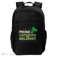 Prone To Shenanigans And Malarkey Funny Ireland Leprechaun Irish Gift Backpack thumb 0