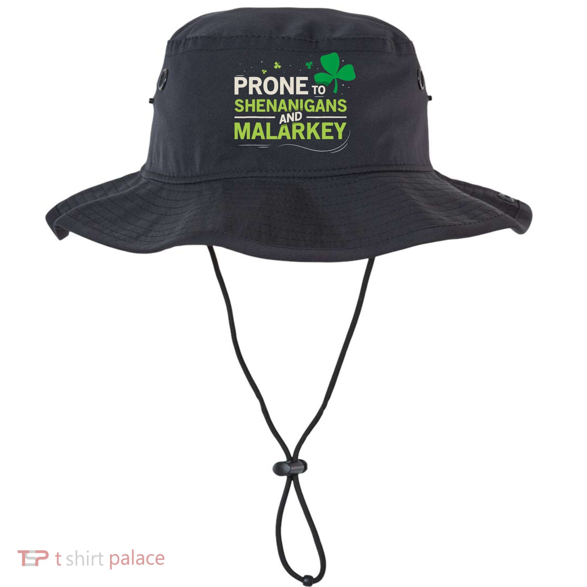 Prone To Shenanigans And Malarkey Funny Ireland Leprechaun Irish Gift Bucket Hat