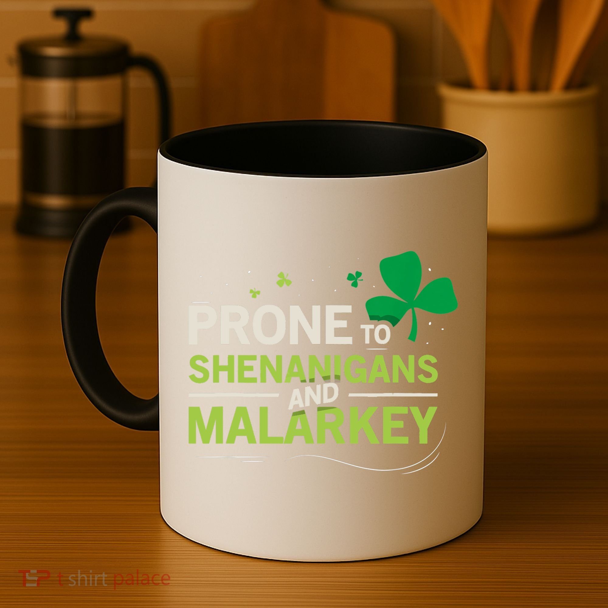 Prone To Shenanigans And Malarkey Funny Ireland Leprechaun Irish Gift Coffee Mug