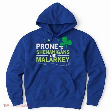 Prone To Shenanigans And Malarkey Funny Ireland Leprechaun Irish Gift Hoodie