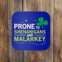 Prone To Shenanigans And Malarkey Funny Ireland Leprechaun Irish Gift Coaster thumb 0