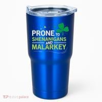 Prone To Shenanigans And Malarkey Funny Ireland Leprechaun Irish Gift Tumbler thumb 0