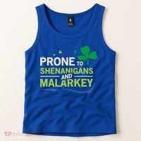 Prone To Shenanigans And Malarkey Funny Ireland Leprechaun Irish Gift Tank Top thumb 2