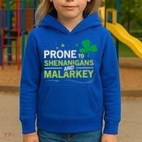 Prone To Shenanigans And Malarkey Funny Ireland Leprechaun Irish Gift Kids Hoodie thumb 3